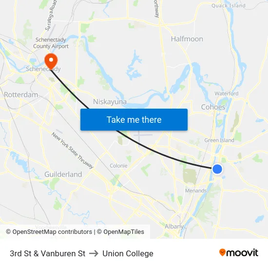3rd St & Vanburen St to Union College map