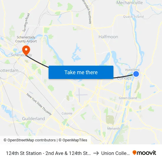 124th St Station - 2nd Ave & 124th Street to Union College map