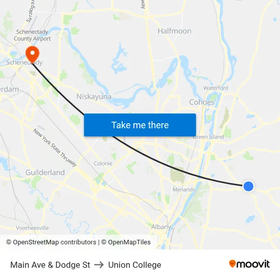 Main Ave & Dodge St to Union College map