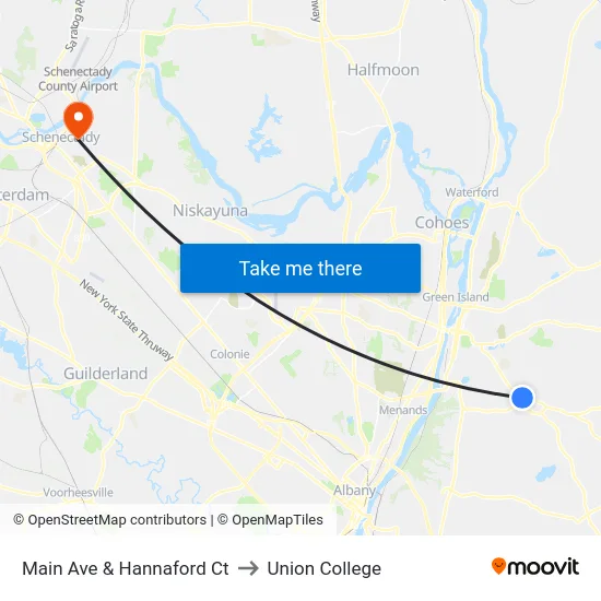 Main Ave & Hannaford Ct to Union College map