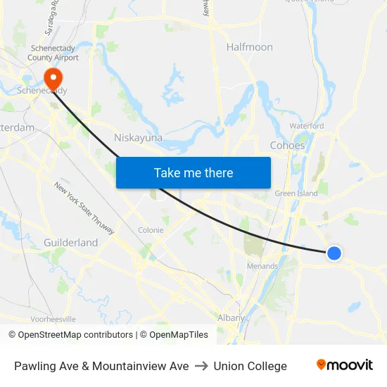 Pawling Ave & Mountainview Ave to Union College map