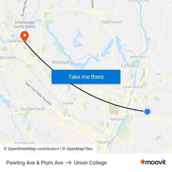 Pawling Ave & Plum Ave to Union College map
