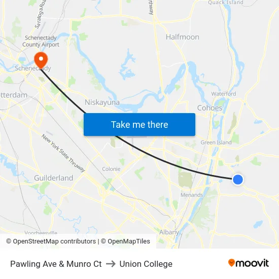 Pawling Ave & Munro Ct to Union College map