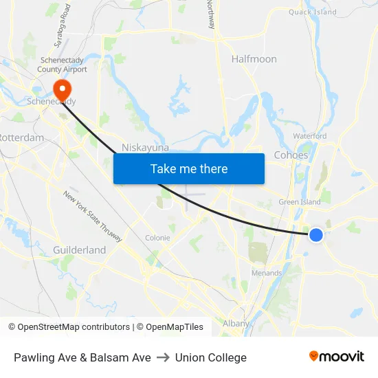 Pawling Ave & Balsam Ave to Union College map