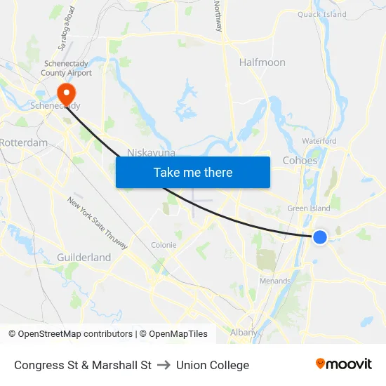 Congress St & Marshall St to Union College map