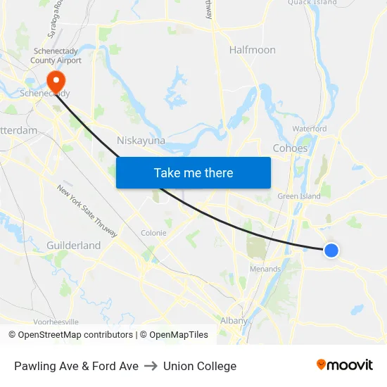 Pawling Ave & Ford Ave to Union College map
