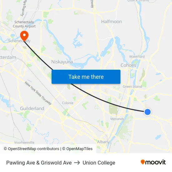 Pawling Ave & Griswold Ave to Union College map