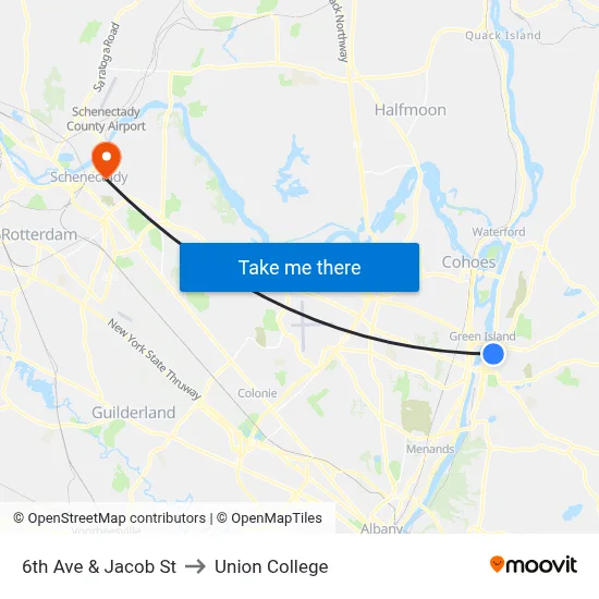 6th Ave & Jacob St to Union College map