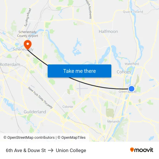 6th Ave & Douw St to Union College map