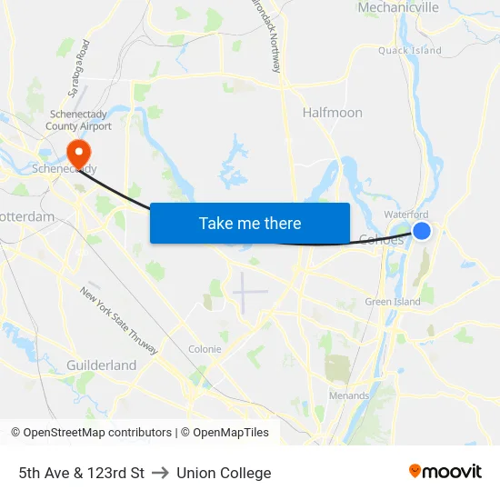 5th Ave & 123rd St to Union College map