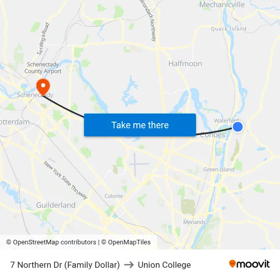 7 Northern Dr (Family Dollar) to Union College map