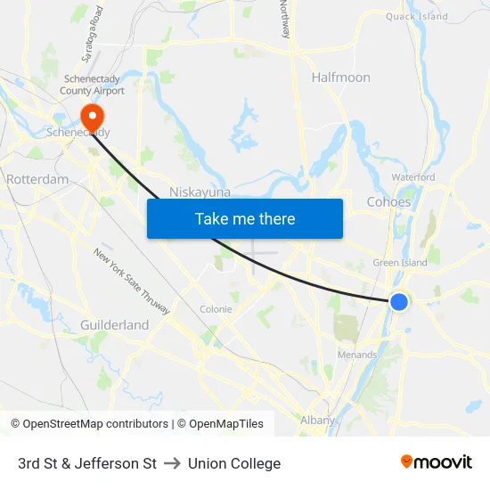 3rd St & Jefferson St to Union College map