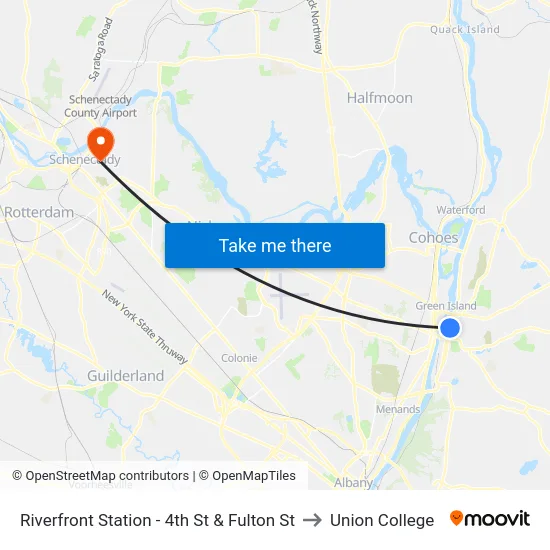 Riverfront Station - 4th St & Fulton St to Union College map
