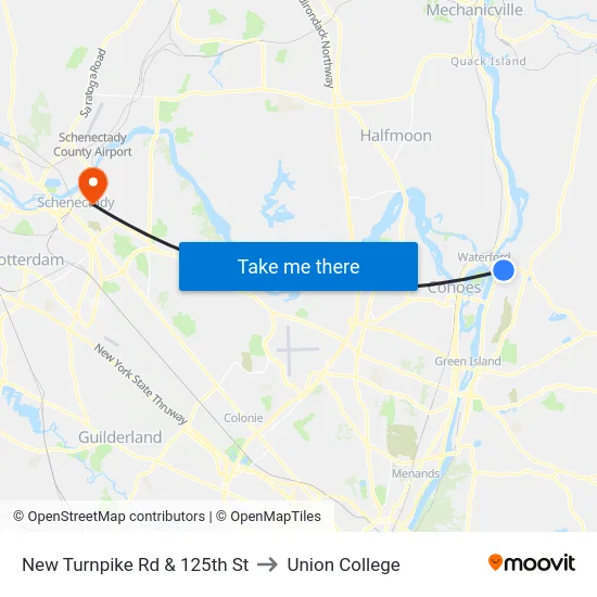 New Turnpike Rd & 125th St to Union College map