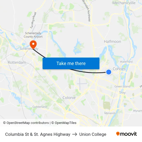 Columbia St & St. Agnes Highway to Union College map