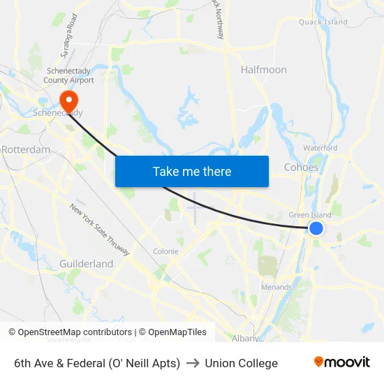 6th Ave &  Federal (O' Neill Apts) to Union College map