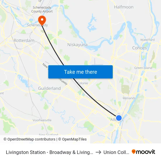 Livingston Station - Broadway & Livingston Ave to Union College map