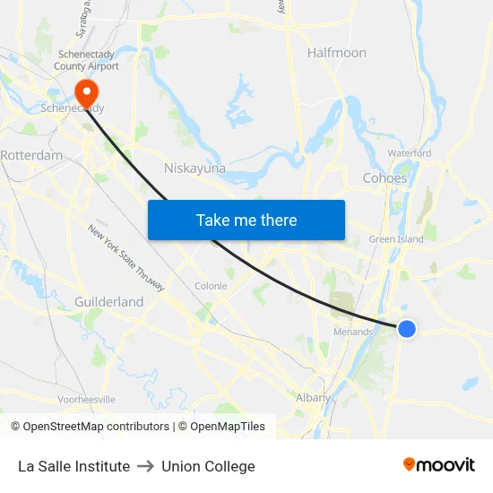 La Salle Institute to Union College map
