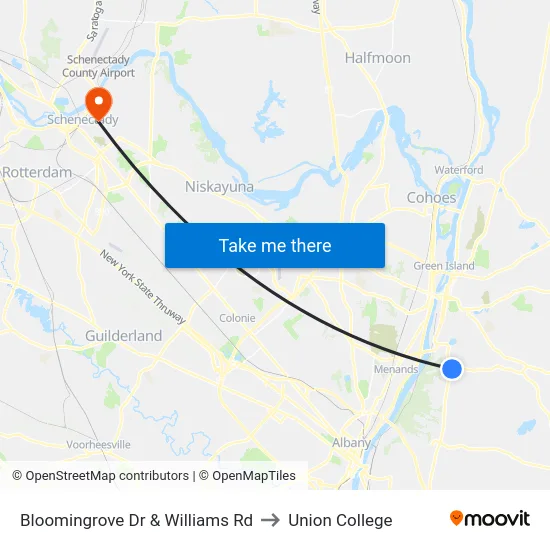 Bloomingrove Dr & Williams Rd to Union College map