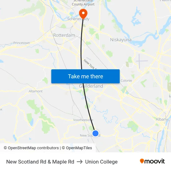 New Scotland Rd & Maple Rd to Union College map