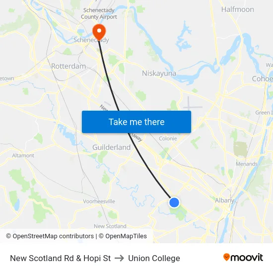 New Scotland Rd & Hopi St to Union College map
