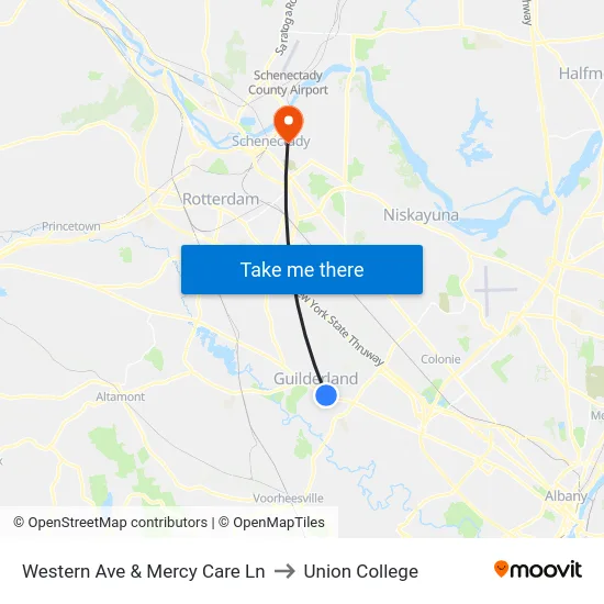 Western Ave & Mercy Care Ln to Union College map