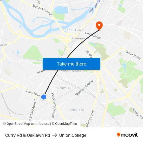 Curry Rd & Oaklawn Rd to Union College map