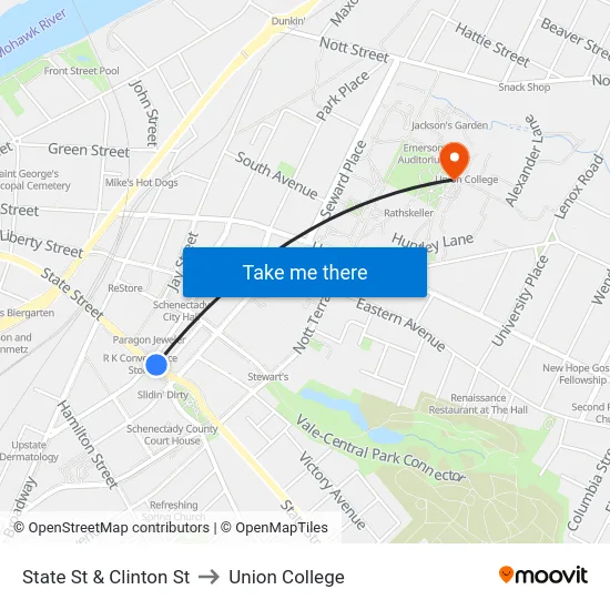 State St & Clinton St to Union College map