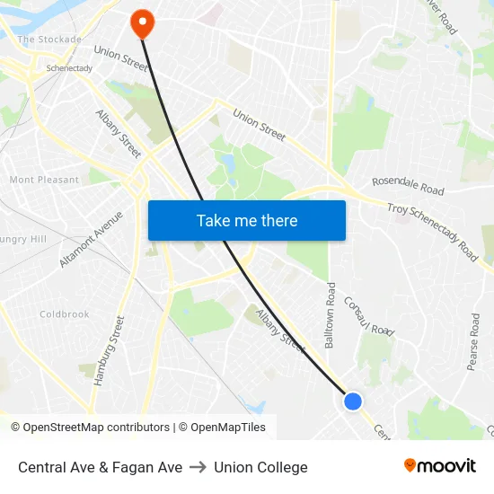 Central Ave & Fagan Ave to Union College map