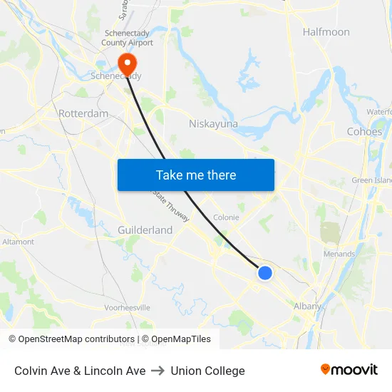 Colvin Ave & Lincoln Ave to Union College map