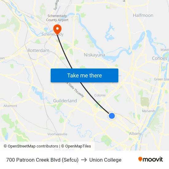 700 Patroon Creek Blvd (Sefcu) to Union College map