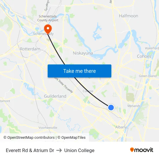Everett Rd & Atrium Dr to Union College map