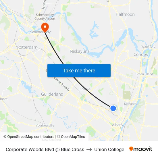 Corporate Woods Blvd @ Blue Cross to Union College map