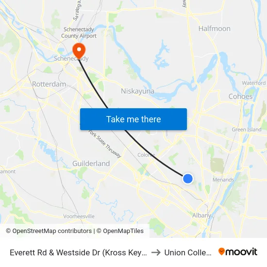 Everett Rd & Westside Dr (Kross Keys) to Union College map