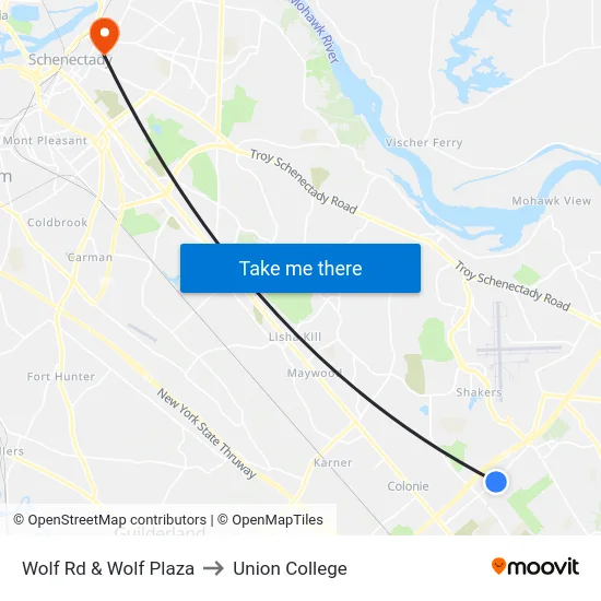 Wolf Rd & Wolf Plaza to Union College map