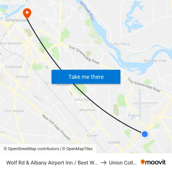 Wolf Rd & Albany Airport Inn / Best Western to Union College map