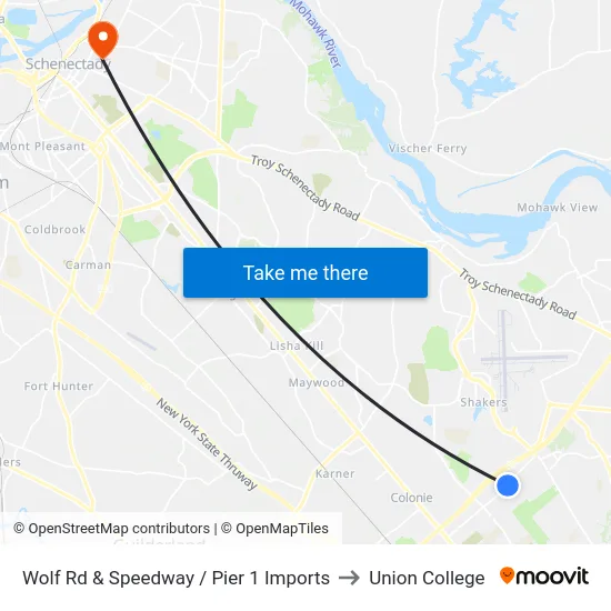Wolf Rd & Speedway / Pier 1 Imports to Union College map