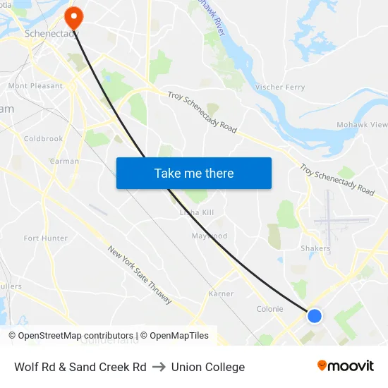 Wolf Rd & Sand Creek Rd to Union College map