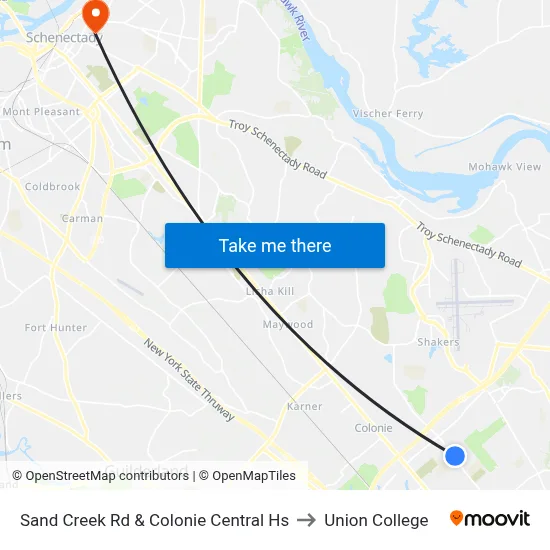 Sand Creek Rd & Colonie Central Hs to Union College map