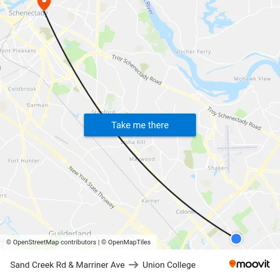 Sand Creek Rd & Marriner Ave to Union College map