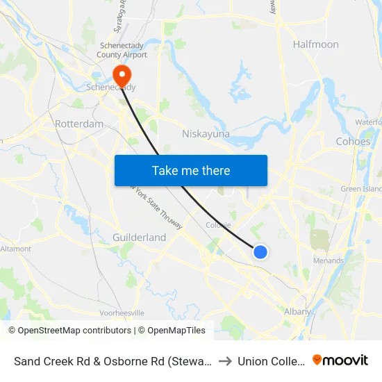 Sand Creek Rd & Osborne Rd (Stewarts) to Union College map