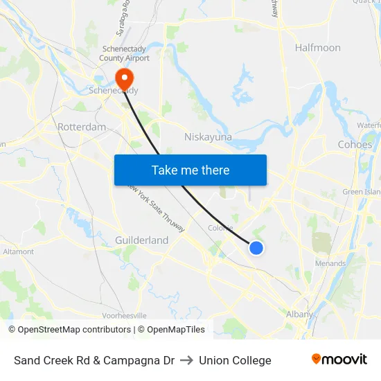 Sand Creek Rd & Campagna Dr to Union College map