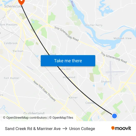 Sand Creek Rd & Marriner Ave to Union College map