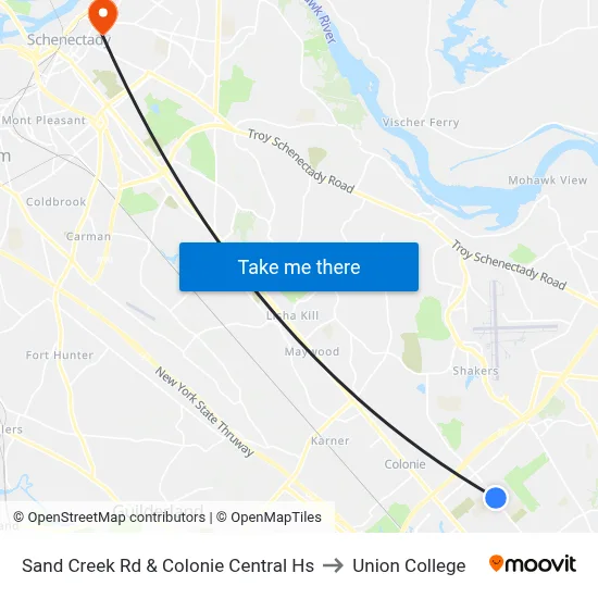 Sand Creek Rd & Colonie Central Hs to Union College map