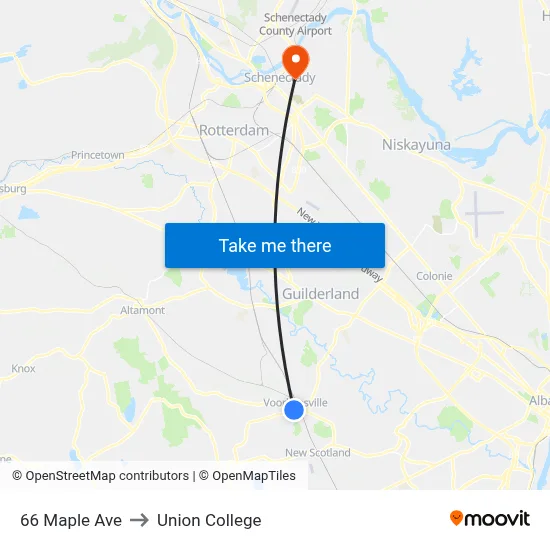 66 Maple Ave to Union College map
