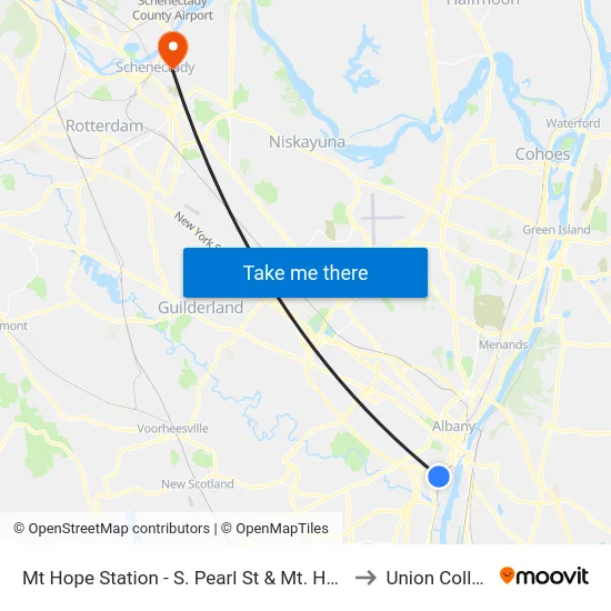 Mt Hope Station - S. Pearl St & Mt. Hope Dr to Union College map