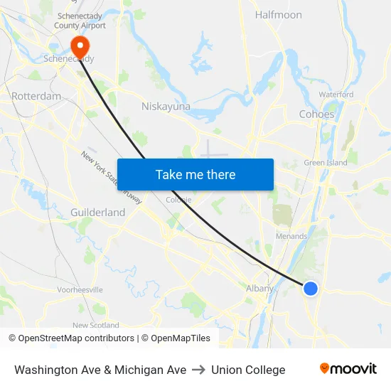 Washington Ave & Michigan Ave to Union College map