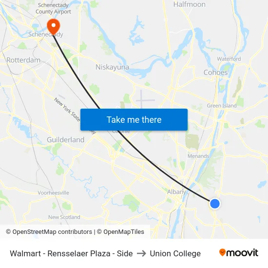 Walmart - Rensselaer Plaza - Side to Union College map