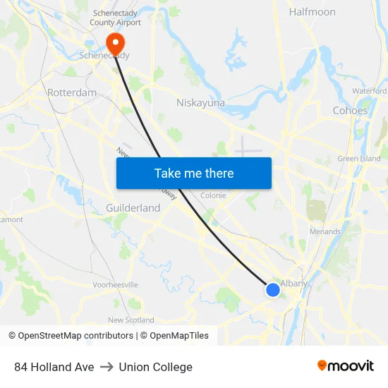 84 Holland Ave to Union College map
