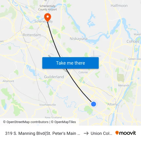 319 S. Manning Blvd(St. Peter's Main Entrance) to Union College map